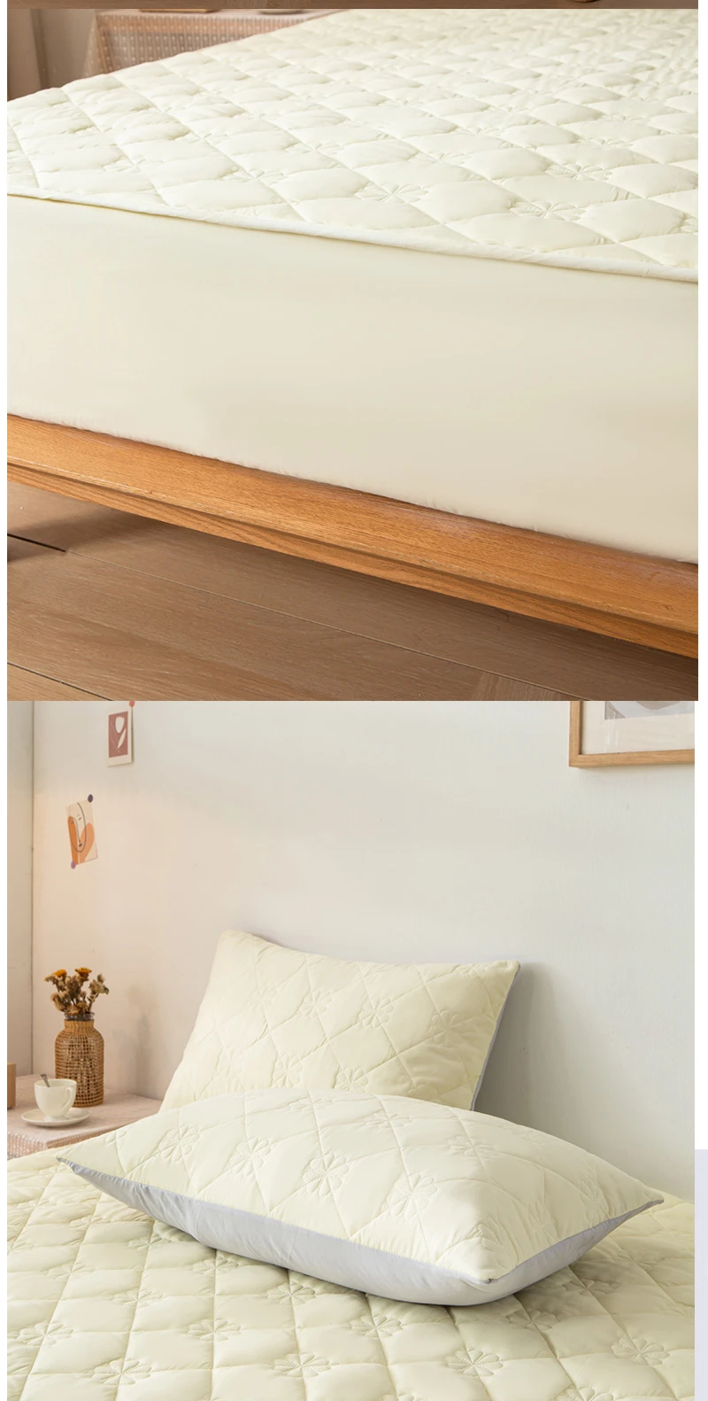 Cotton Thick Quilted Linen Fitted Sheet Cotton Thick Quilted Linen Fitted Sheet